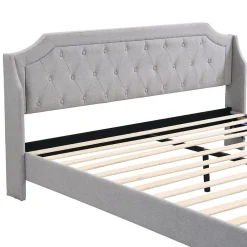 Lit Rembourré 180X200Cm Led Tiroirs Lin Gris><noscript><img width=