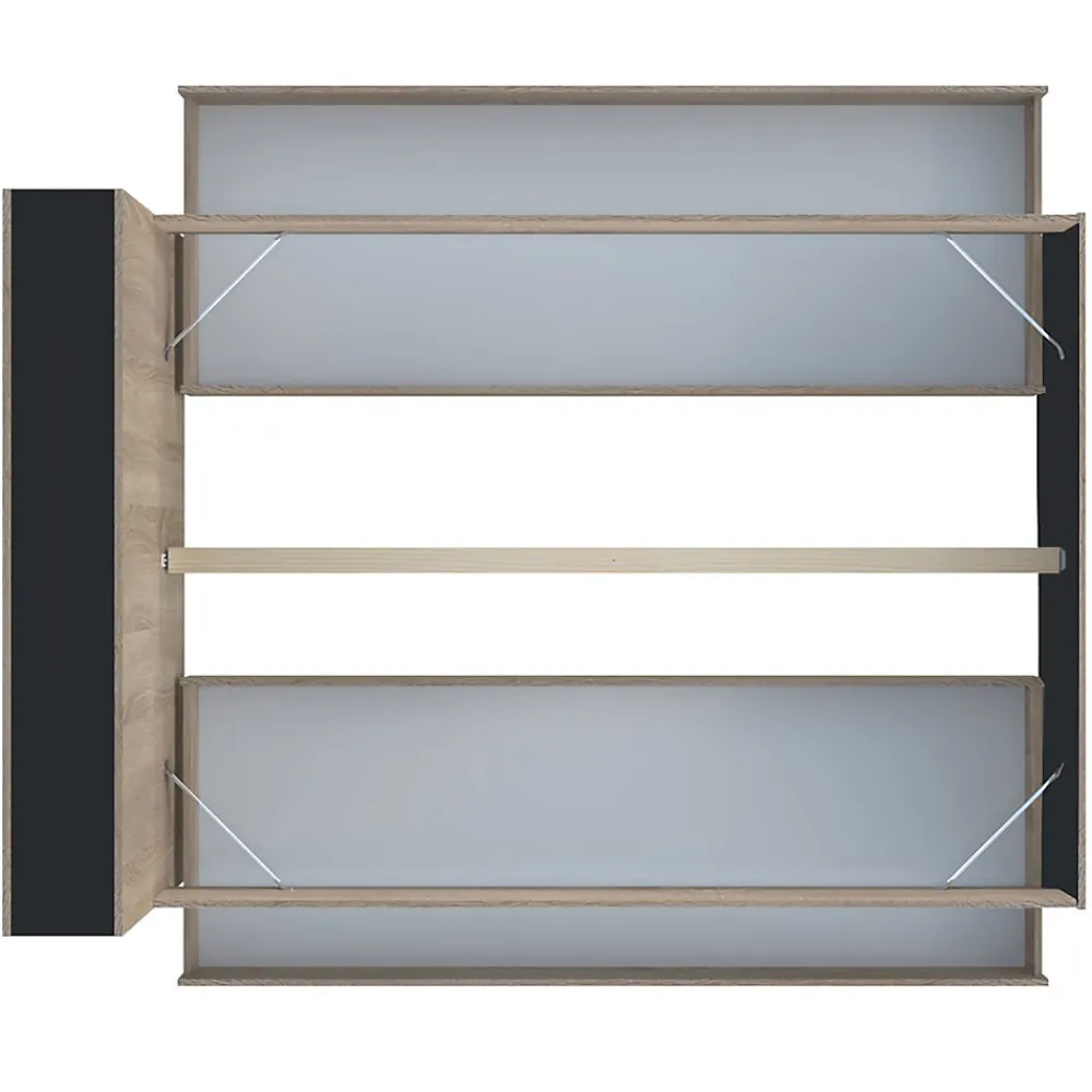 Lit RIGA 140x190cm + tête de lit + 2 tiroirs / Décor Noir et Chêne blanchi>Weber Industries Sale