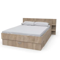 Lit SAMBA 140x190cm + tête de lit + 2 tiroirs / Décor Chêne blanchi>Weber Industries Sale