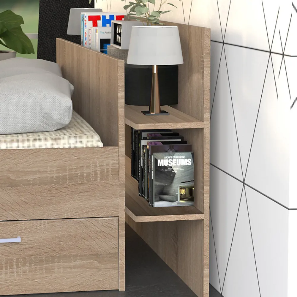 Lit SAMBA 140x190cm + tête de lit + 2 tiroirs / Décor Chêne blanchi>Weber Industries Sale
