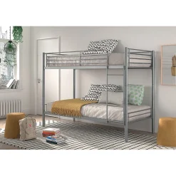 Lit SAMMY Lit superposé en métal 90x200 cm gris avec sommiers inclus>Meublorama Outlet