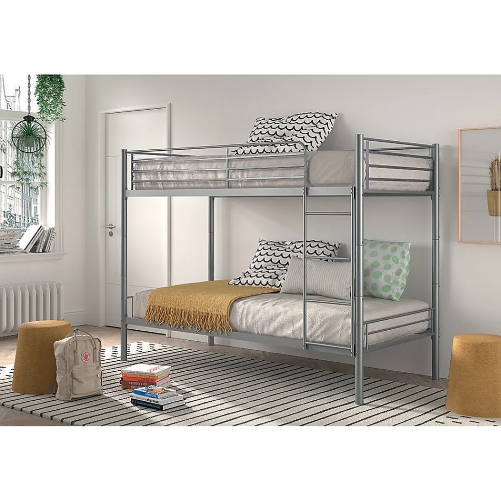 Lit SAMMY Lit superposé en métal 90x200 cm gris avec sommiers inclus>Meublorama Outlet