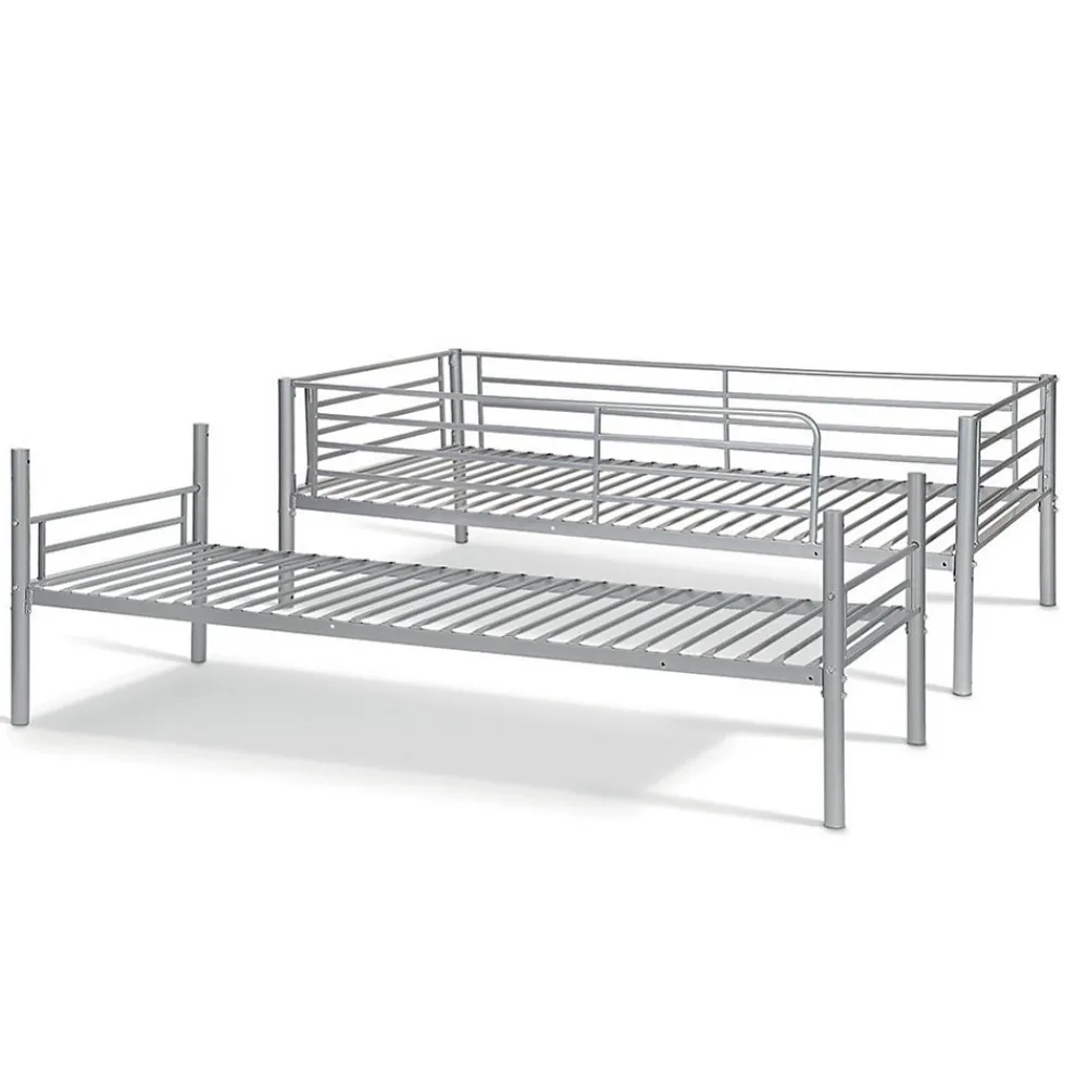 Lit SAMMY Lit superposé en métal 90x200 cm gris avec sommiers inclus>Meublorama Outlet