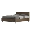 Lit sans sommier tête de lit droite 140x200 à lattes en noyer Ankel>Ityhome Online