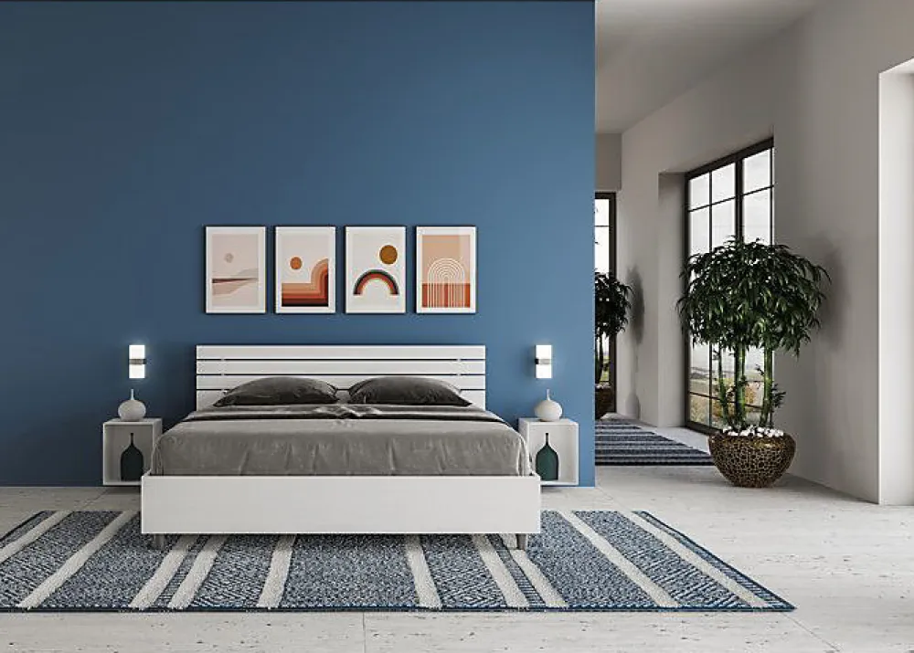 Lit sans sommier Tête de lit inclinée 160x200 à lattes Ankel en frêne blanc>Ityhome
