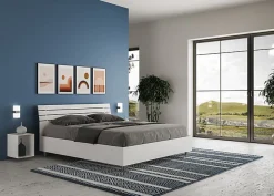 Lit sans sommier Tête de lit inclinée 160x200 à lattes Ankel en frêne blanc><noscript><img width=