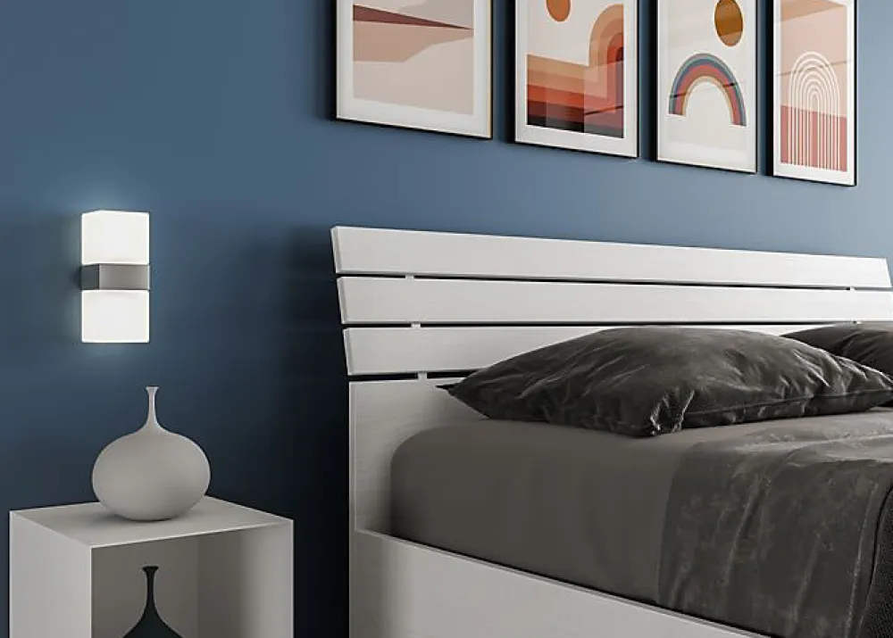 Lit sans sommier Tête de lit inclinée 160x200 à lattes Ankel en frêne blanc>Ityhome