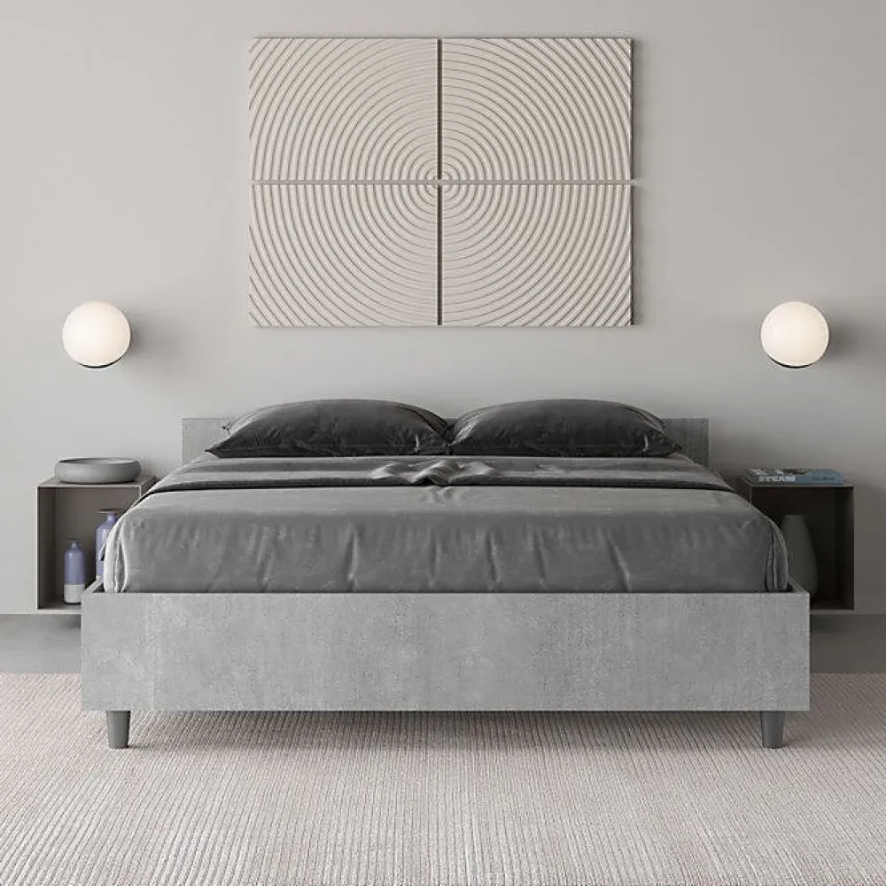 Ityhome Lit sans sommier 140x190 béton Nuamo* Lit Coffre