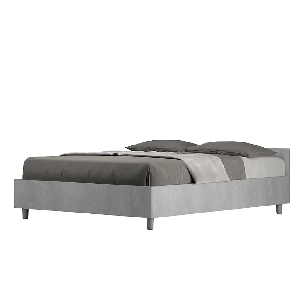 Ityhome Lit sans sommier 140x190 béton Nuamo* Lit Coffre