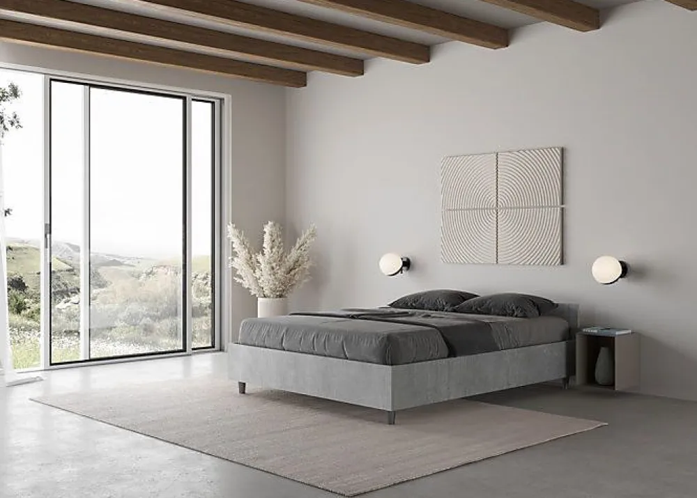 Ityhome Lit sans sommier 140x190 béton Nuamo* Lit Coffre