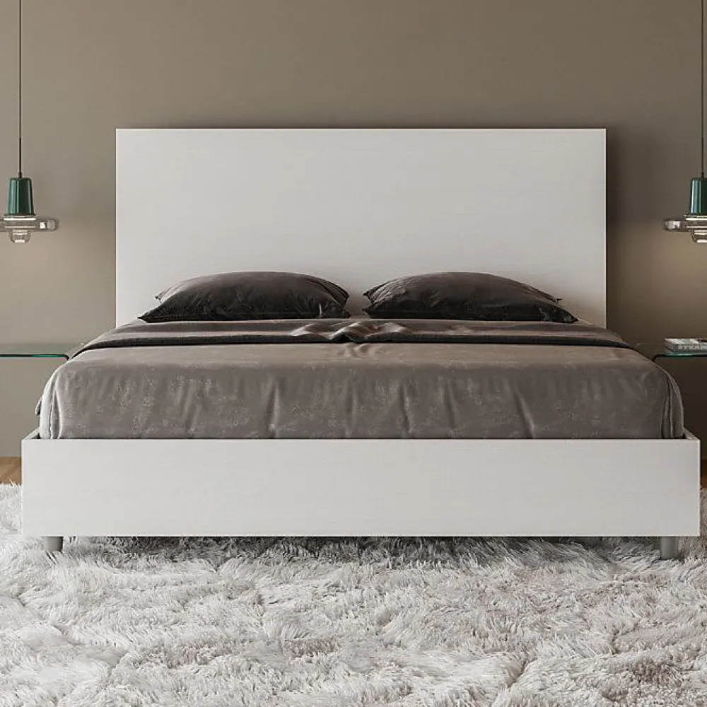 Ityhome Lit sans sommier 160x200 frêne blanc New Egos* Lit Coffre