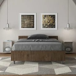 Ityhome Lit sans sommier 120x190 noyer Nuamo* Lit Coffre