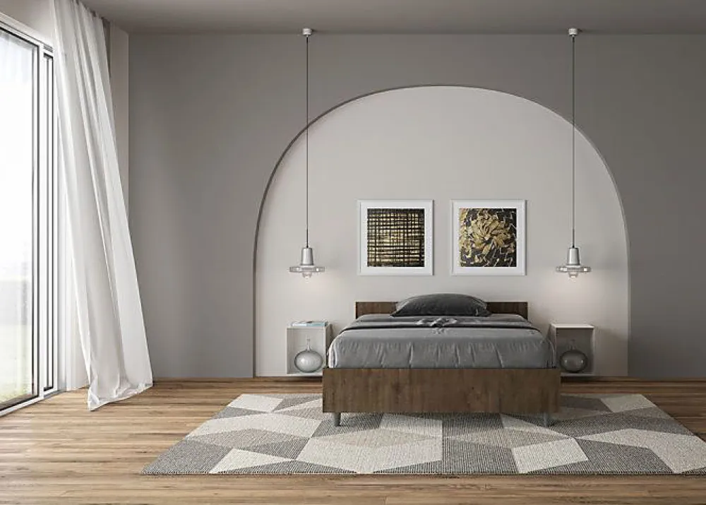 Ityhome Lit sans sommier 120x190 noyer Nuamo* Lit Coffre