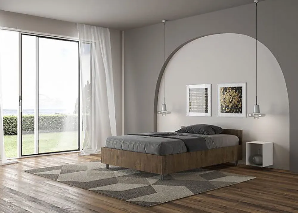 Ityhome Lit sans sommier 120x190 noyer Nuamo* Lit Coffre