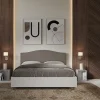 Ityhome Lit sans sommier 160x200 structure frêne blanc avec tête de lit mélamine/simili cuir cappuccino Grace* Lit Coffre