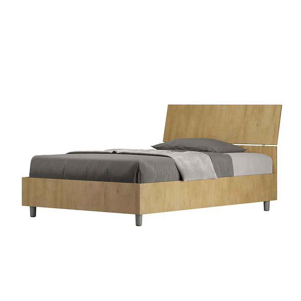 Lit sans sommier 120x200 Tête de lit inclinée Demas chêne>Ityhome