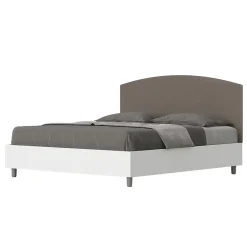 Lit sans sommier 160x200 tête de lit structure frêne blanc Antilia mélamine/simili cuir cappuccino>Ityhome Discount