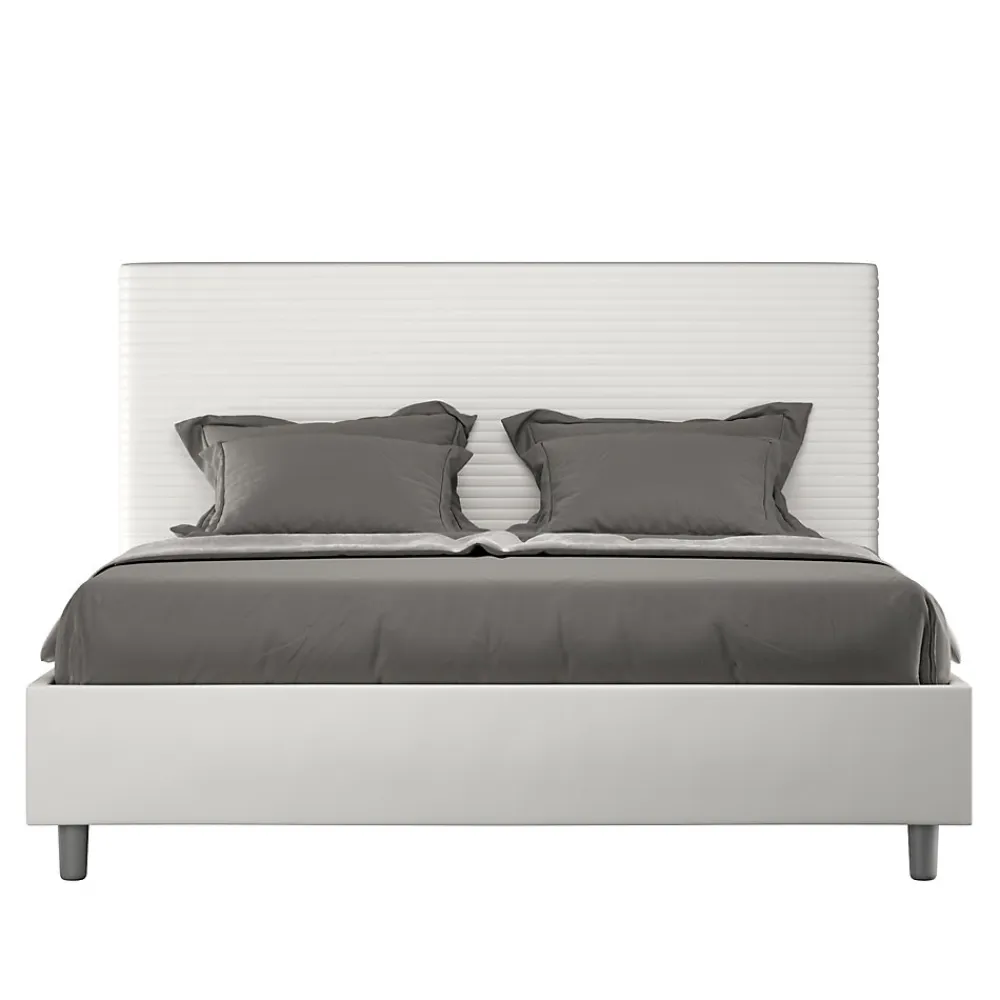 Lit simili cuir blanc Focus avec sommier tapissé 160x200>Ityhome Online