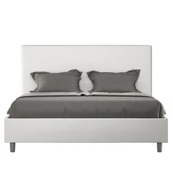 Lit simili cuir blanc Focus avec sommier tapissé 160x200>Ityhome Online