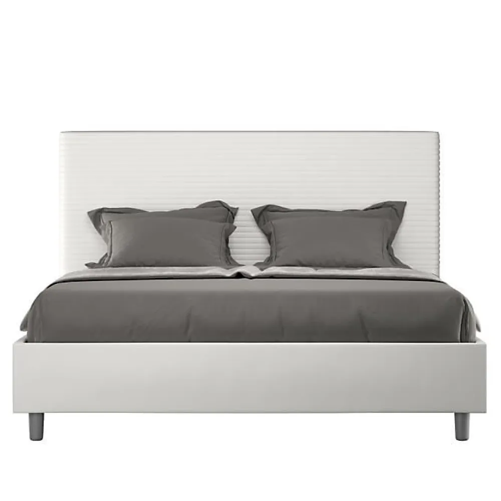Lit simili cuir blanc Focus avec sommier tapissé 160x200>Ityhome Online