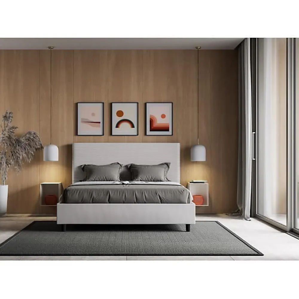 Lit simili cuir blanc Focus avec sommier tapissé 160x200>Ityhome Online