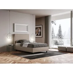Lit simili cuir gris tourterelle Focus avec sommier rembourré 120x200><noscript><img width=