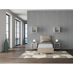 Ityhome Lit simili cuir gris tourterelle Antea avec sommier rembourré 80x190* Lit Coffre