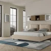 Ityhome Lit simili cuir gris tourterelle Antea avec sommier rembourré 180x200* Lit Double
