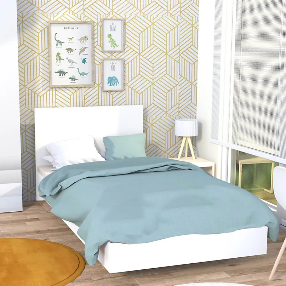 Lit simple 1 place 90x190cm Blanc avec sommier LIFA>Bb Loisir Outlet