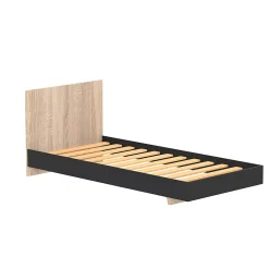 Lit simple 1 place 90x190cm Noir et Artisan avec sommier LIFA>Bb Loisir Online