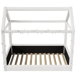 Okwish Lit Simple 90 x 200 cm - Canapé-Lit avec Éclairage LED Intégré, Gain de Place pour Chambre, Bois Massif, Sans Matelas, Beige* Lit Simple