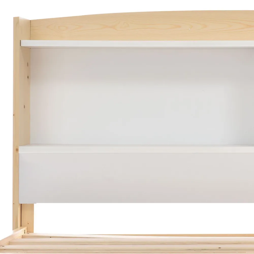 Okwish Lit simple 90 x 200 cm - Lit avec Tête de Lit Rangement - Bois Massif + MDF - avec Matelas - Blanc* Ensemble Sommier Et Matelas