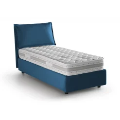 Lit simple Arzon, Lit coffre avec revêtement en tissu, 100% Made in Italy, Ouverture frontale, avec matelas 90x200 cm inclus, Bleu>Talamo Italia New