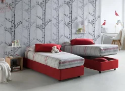 Talamo Italia Lit simple Ava, Lit coffre avec revêtement en tissu, 100% Made in Italy, Ouverture frontale, adapté pour matelas 80x200 cm, Rouge* Lit Coffre