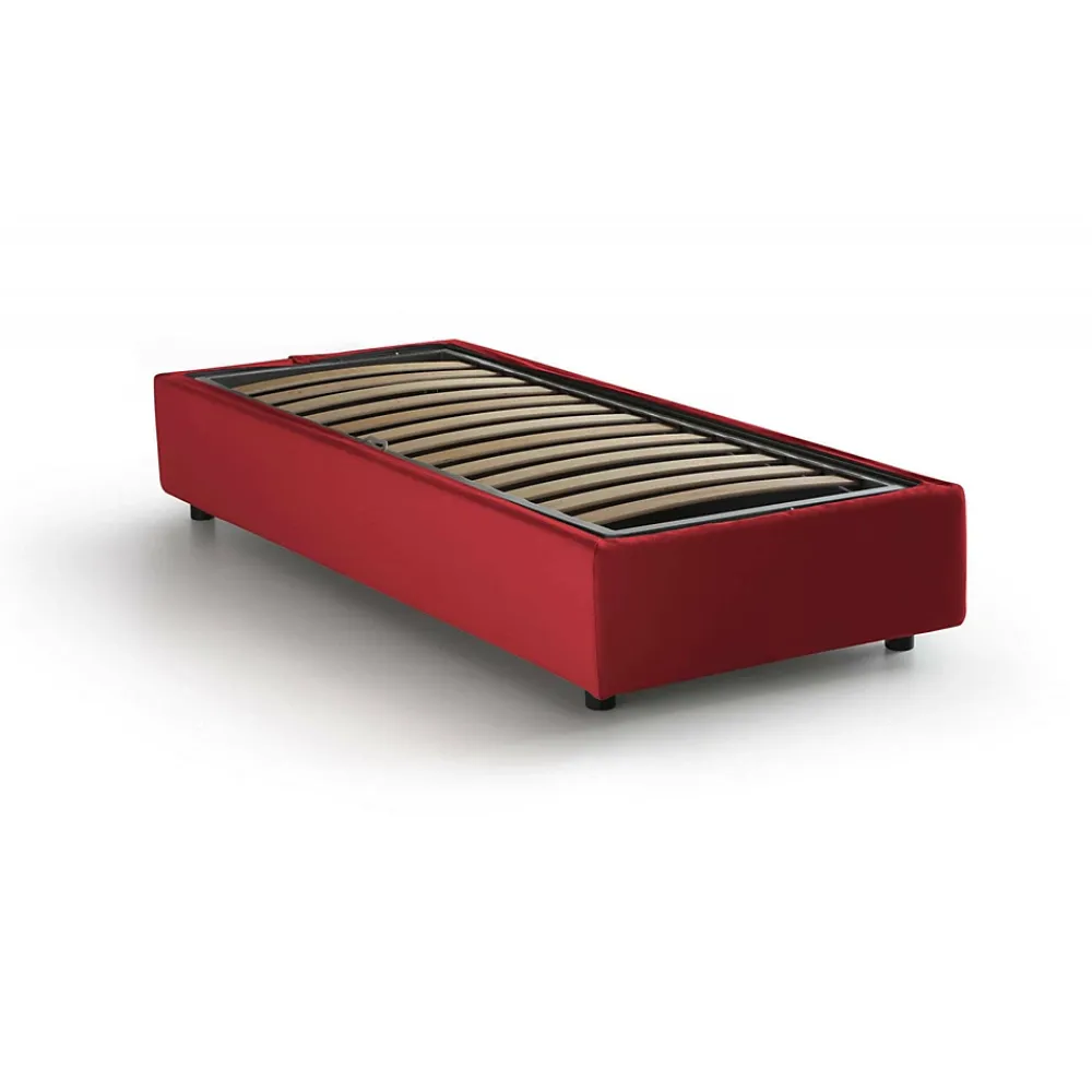 Talamo Italia Lit simple Ava, Lit coffre avec revêtement en tissu, 100% Made in Italy, Ouverture frontale, adapté pour matelas 80x200 cm, Rouge* Lit Coffre