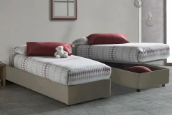 Lit simple Ava, Lit coffre avec revêtement en tissu, 100% Made in Italy, Ouverture frontale, adapté pour matelas 80x200 cm, Taupe>Talamo Italia Discount
