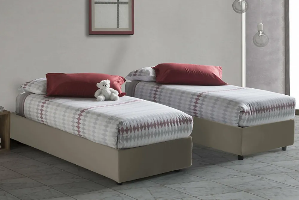 Lit simple Ava, Lit coffre avec revêtement en tissu, 100% Made in Italy, Ouverture frontale, adapté pour matelas 80x200 cm, Taupe>Talamo Italia Discount
