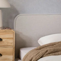 Lit simple BELARTI 90 x 190 cm rembourré, revêtement en tissu - Gris clair><noscript><img width=