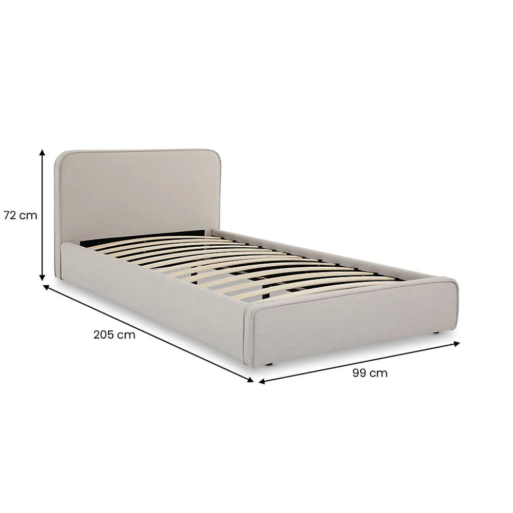 Lit simple BELARTI 90 x 190 cm rembourré, revêtement en tissu - Gris clair>Idimex