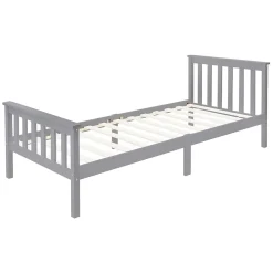 Ml-Design Lit simple bois de pin gris clair d'adolescents avec sommier à lattes 200x90 cm* Lit Simple