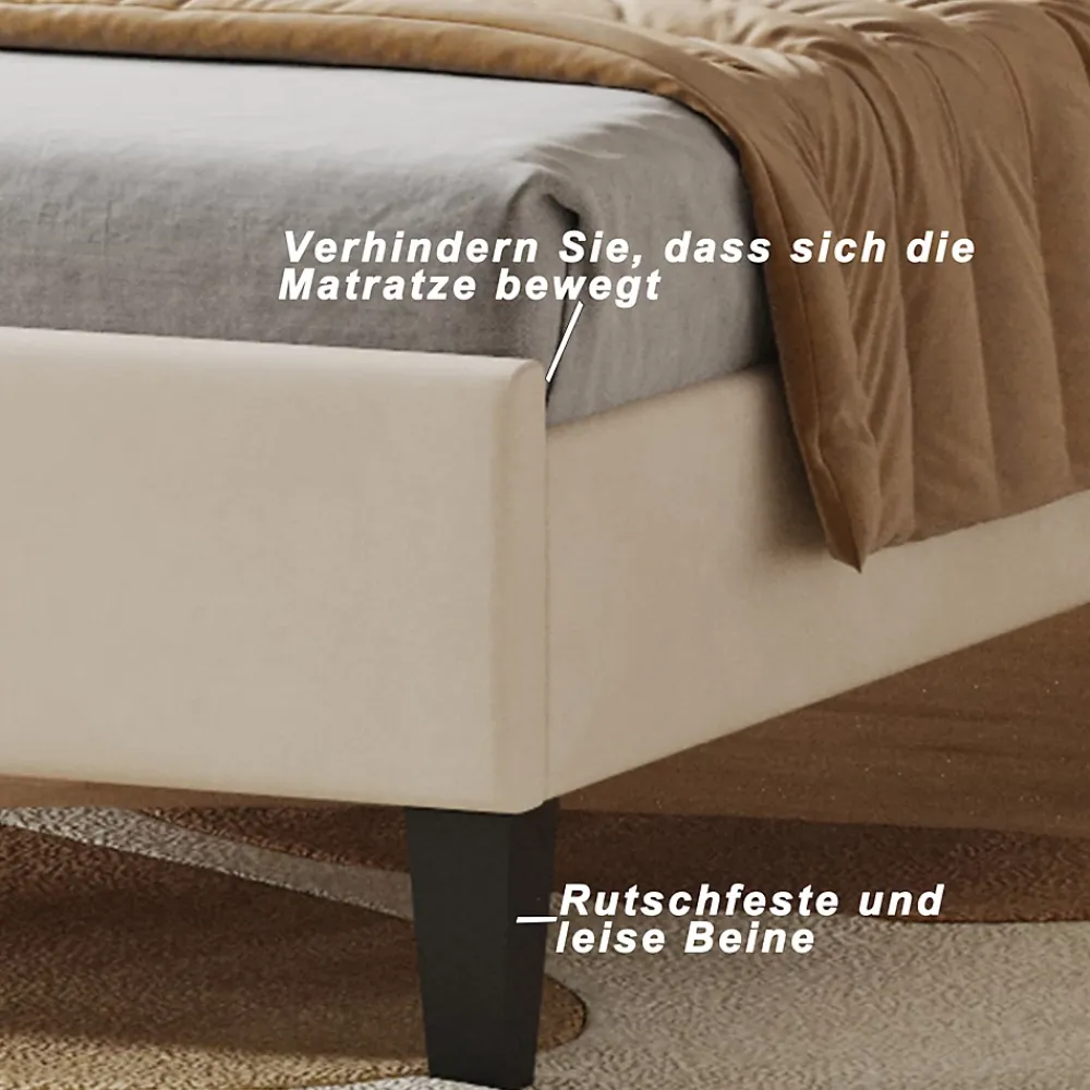 ProximaX Lit simple capitonnés 90 x 200 cm - tête de lit en forme de fleur - sommier à lattes - velours - Beige* Lit Coffre