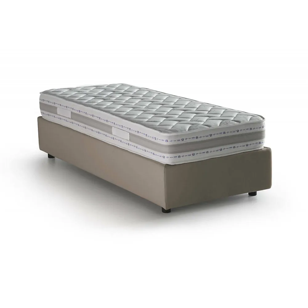 Lit simple Dabate, Lit coffre avec revêtement en tissu, Ouverture frontale, avec matelas 80x190 cm inclus, Taupe>Talamo Italia Discount