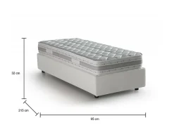 Lit simple Dalfan, Lit coffre avec revêtement en similcuir, Ouverture frontale, avec matelas 80x200 cm inclus, Blanc><noscript><img width=