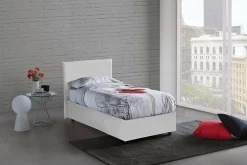 Talamo Italia Lit simple Day, Lit coffre avec revêtement en similcuir, Ouverture frontale, adapté pour matelas 80x200 cm, Blanc* Lit Coffre