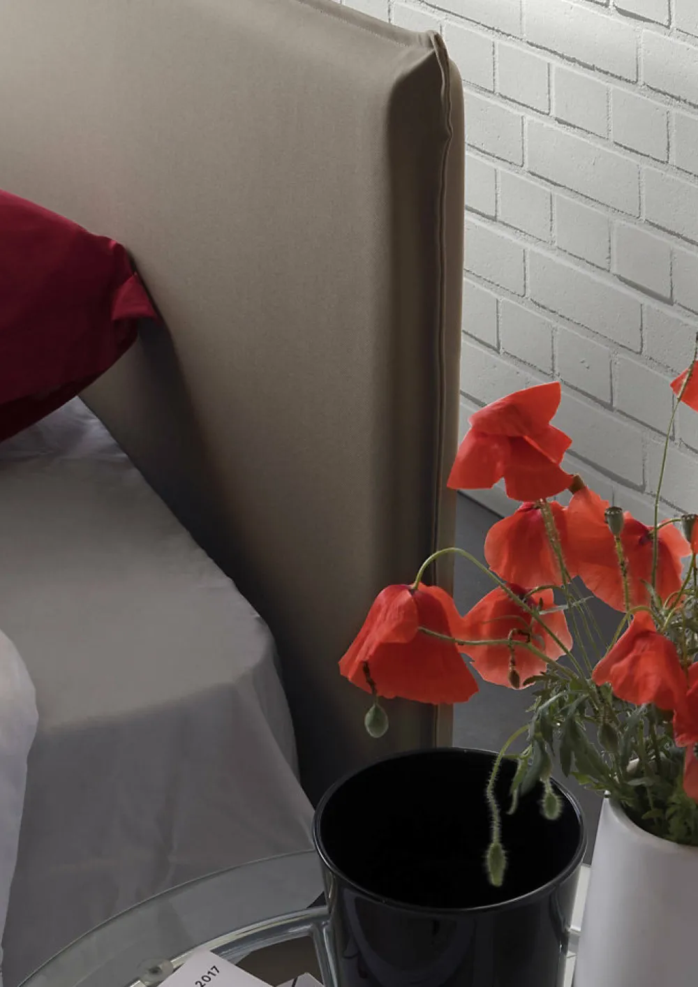 Lit simple Dbacchi, Lit coffre avec revêtement en tissu, Ouverture frontale, adapté pour matelas 80x200 cm, Taupe>Talamo Italia Hot