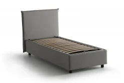 Talamo Italia Lit simple Dbaston, Lit coffre avec revêtement en tissu, Ouverture frontale, avec matelas 90x200 cm inclus, Gris* Lit Coffre