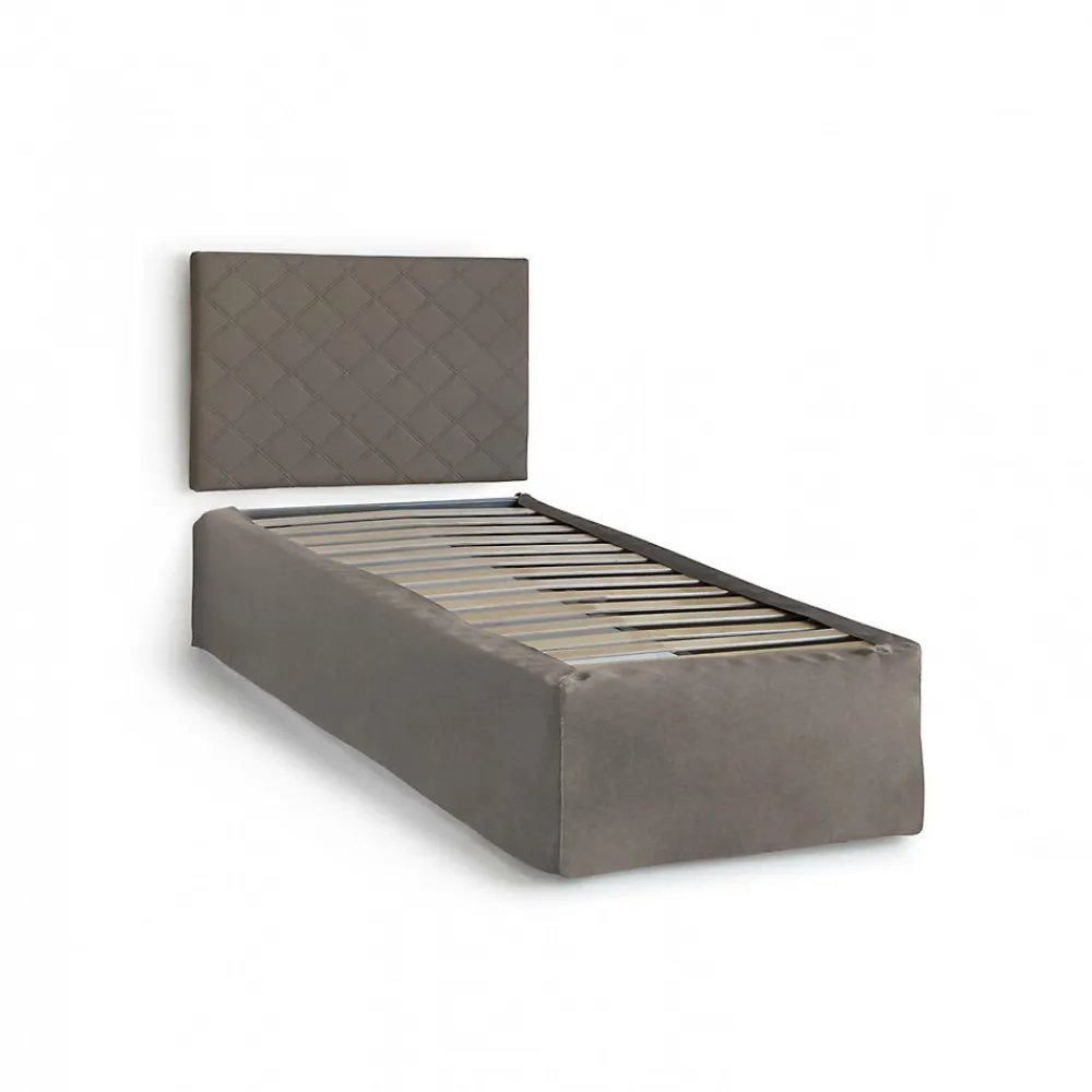 Lit simple Dbertol, ensemble tête de lit en similcuir avec sommier, matelas inclus, 80x190 cm, gris tourterelle>Talamo Italia Outlet