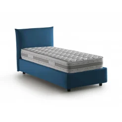 Lit simple Dborbe, Lit coffre avec revêtement en tissu, Ouverture latérale, avec matelas 80x190 cm inclus, Bleu>Talamo Italia Sale