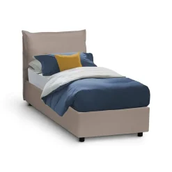 Talamo Italia Lit simple Dbruman, Lit coffre avec revêtement en similcuir, Ouverture frontale, adapté pour matelas 80x200 cm, Taupe* Lit Coffre