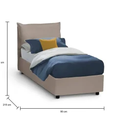 Talamo Italia Lit simple Dbruman, Lit coffre avec revêtement en similcuir, Ouverture frontale, adapté pour matelas 80x200 cm, Taupe* Lit Coffre